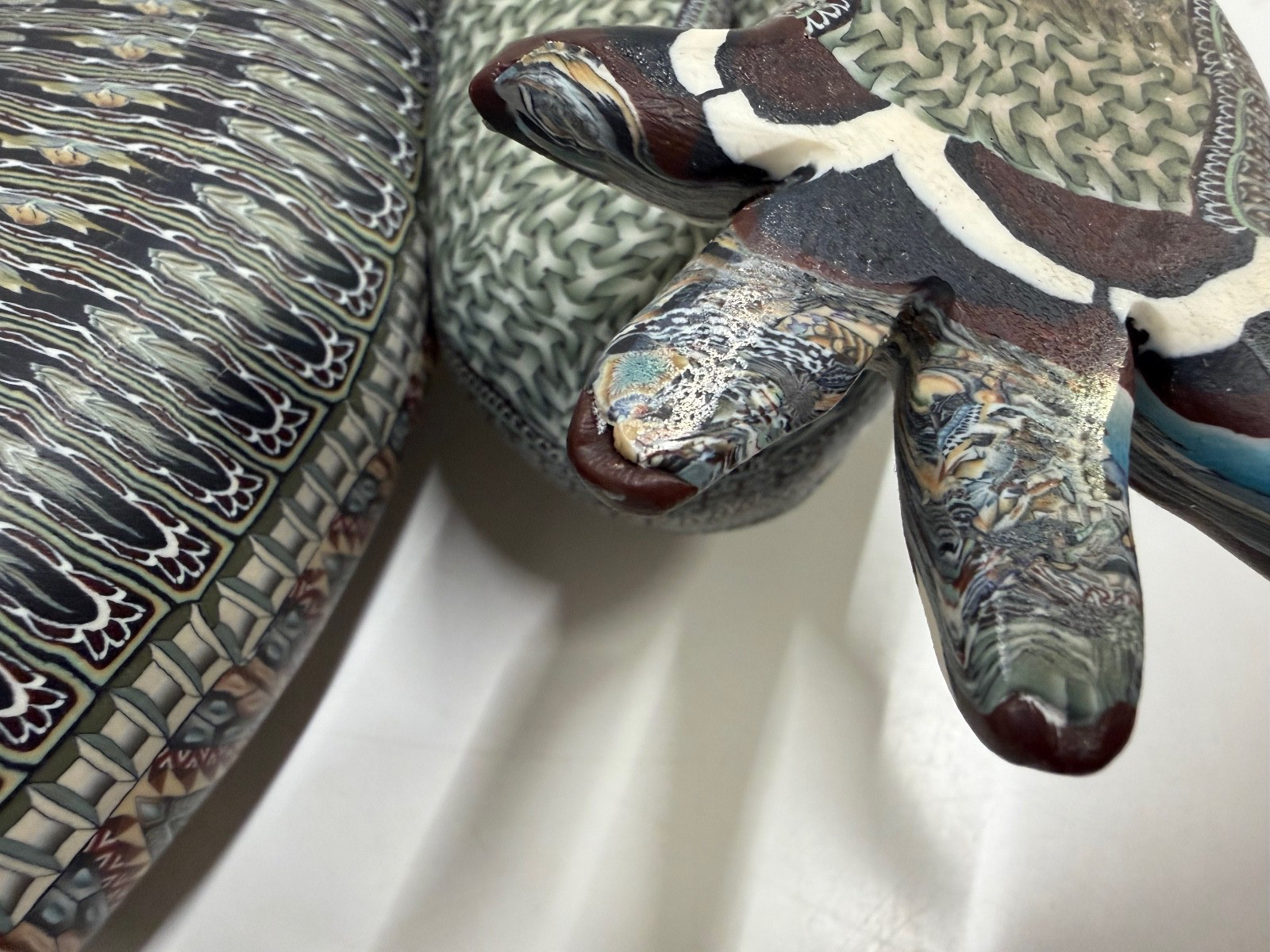Jon Anderson Fimo Polymer Clay Large Gecko / Lizard Figurine Statue 16 1/2″ Long