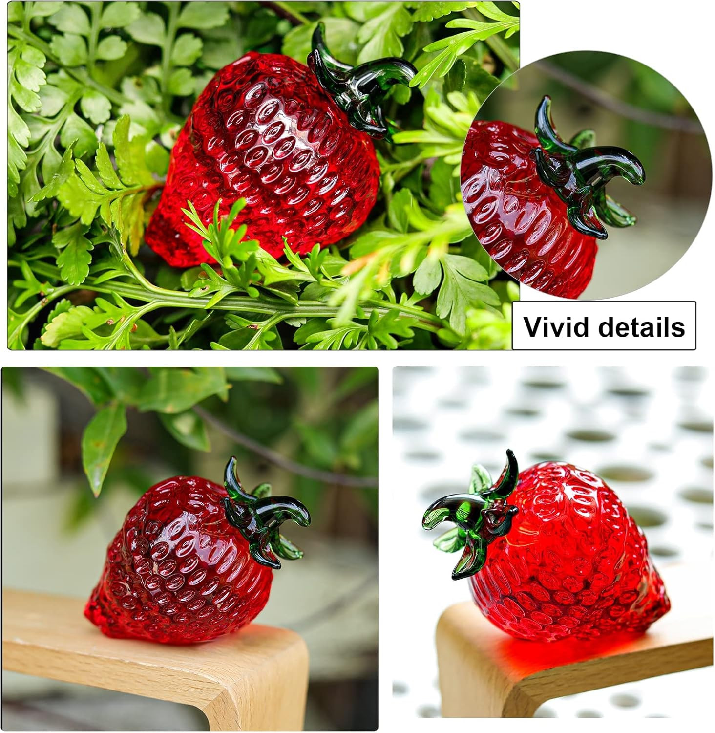 Crystal Mini Strawberry Collectible Figurines Paperweight Glass Fruit Figurine T