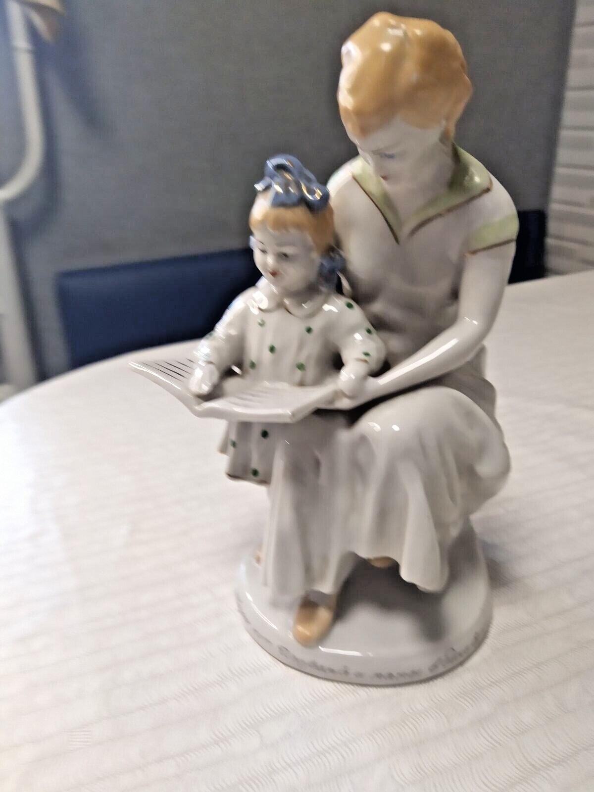 Vintage Soviet Porcelain Figurine “Mother and Daughter Reading” Polonne Ukraine