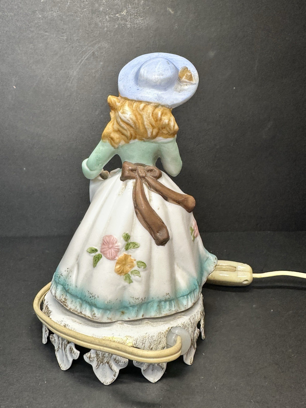 Vintage Southern Belle Porcelain Girl Ceramic Lamp Night Light 6″