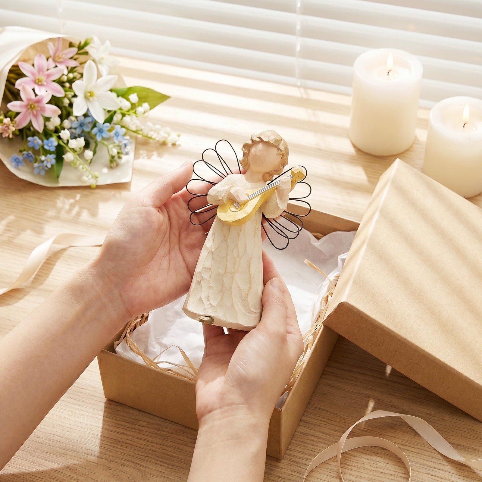 Angel Figurine, Sympathy Memorial Gift, Healing Resin Statue
