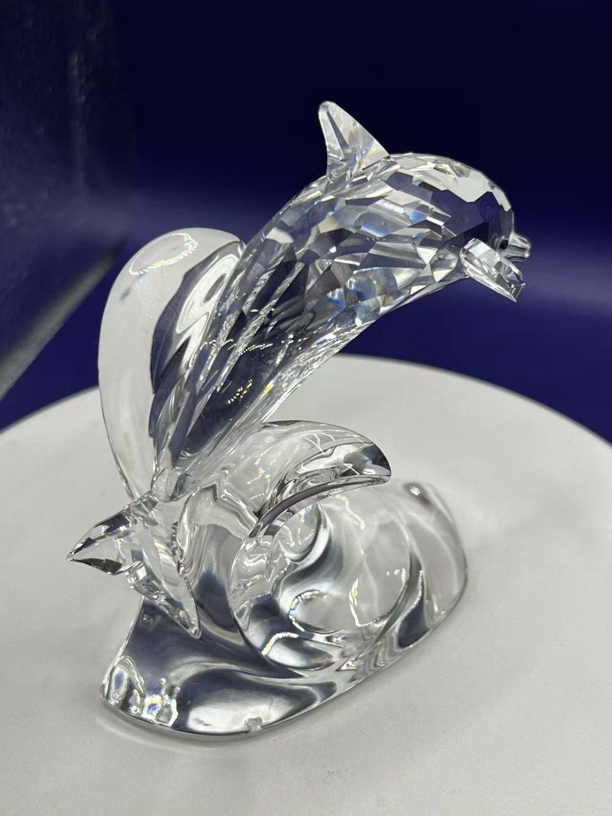 Swarovski Crystal Figurine Dolphin On Wave #190365 w/box Retired 3.7in Tall