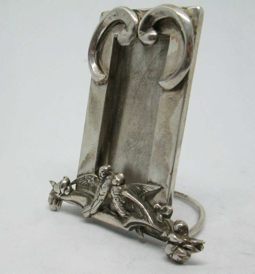 Handmade sterling Silver Miniature Doves Frame sculpture 2 doves on flower nest