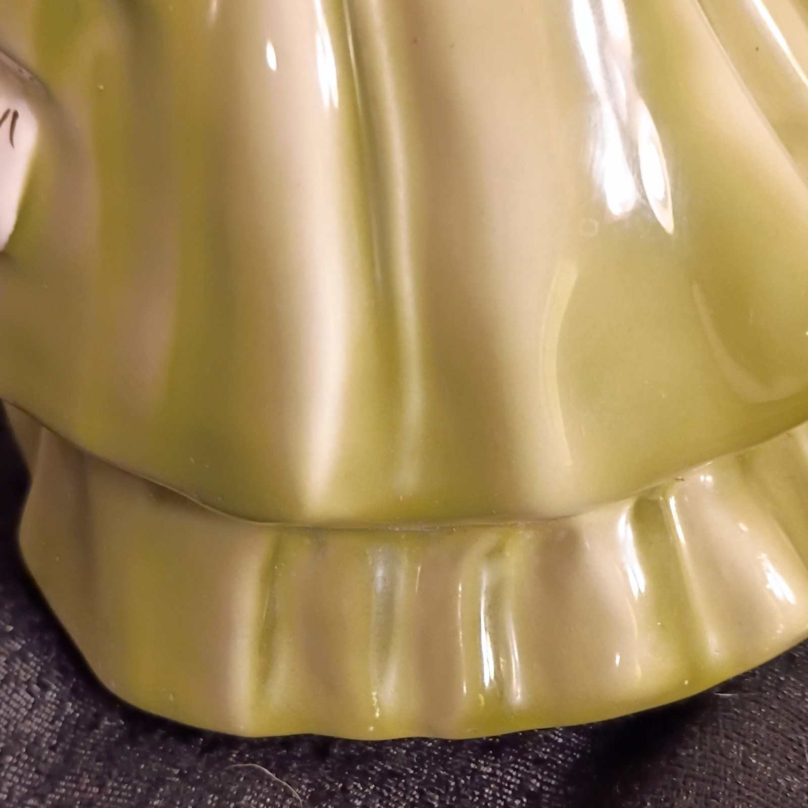Florence Ceramics Lady Figurine L. Evans Signed 1959 Green Dress 6in