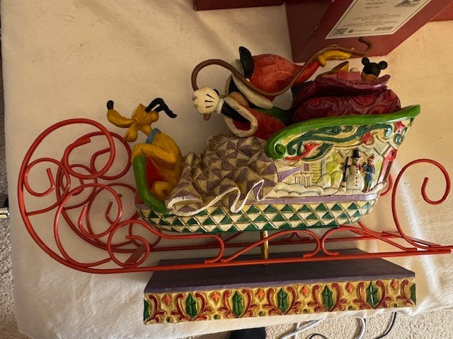 Jim Shore Disney Mickey Pluto Christmas Sleigh Laughing All The Way 4005626