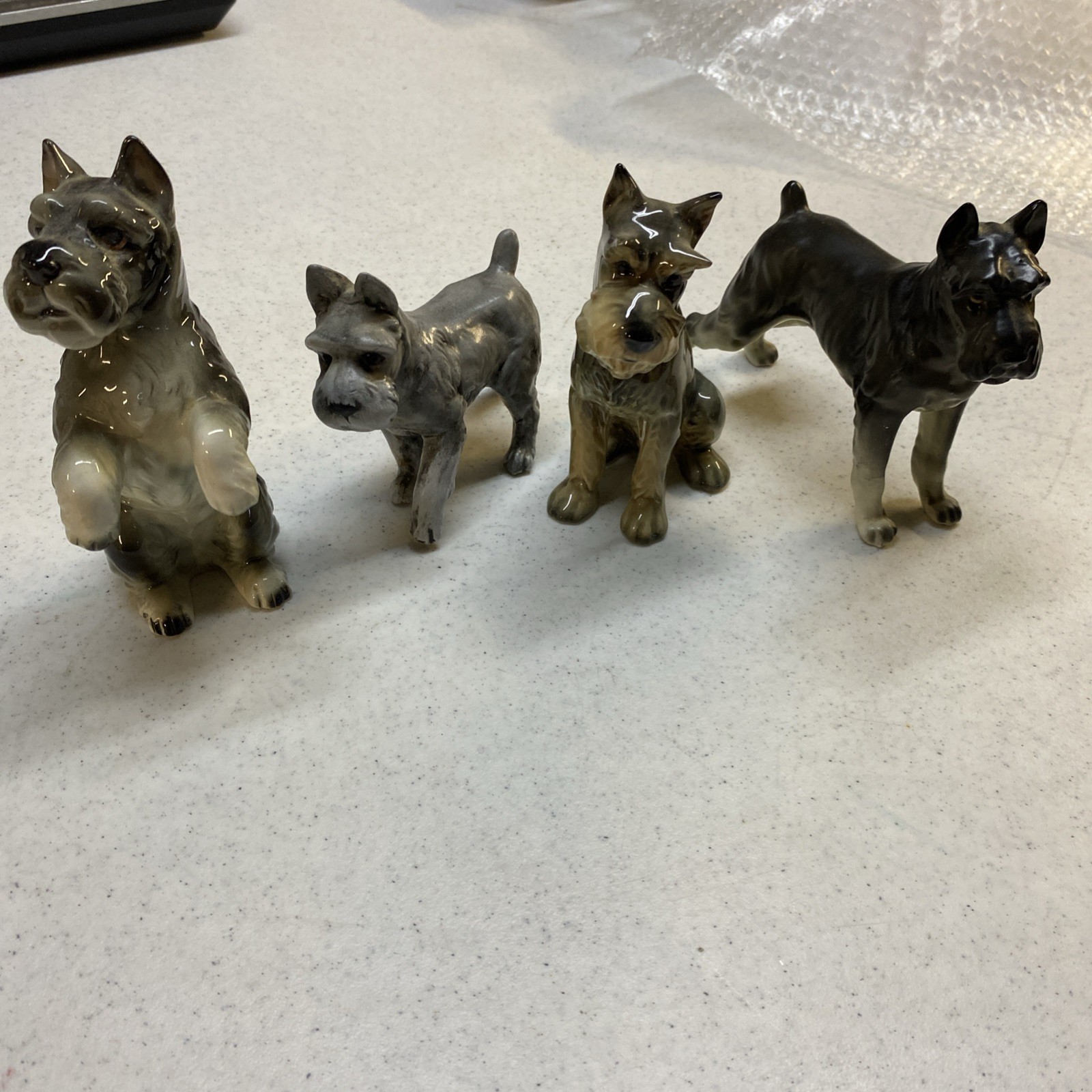 Lot Of 4 Vintage Schnazer Dog Figures All Around 5 Inches