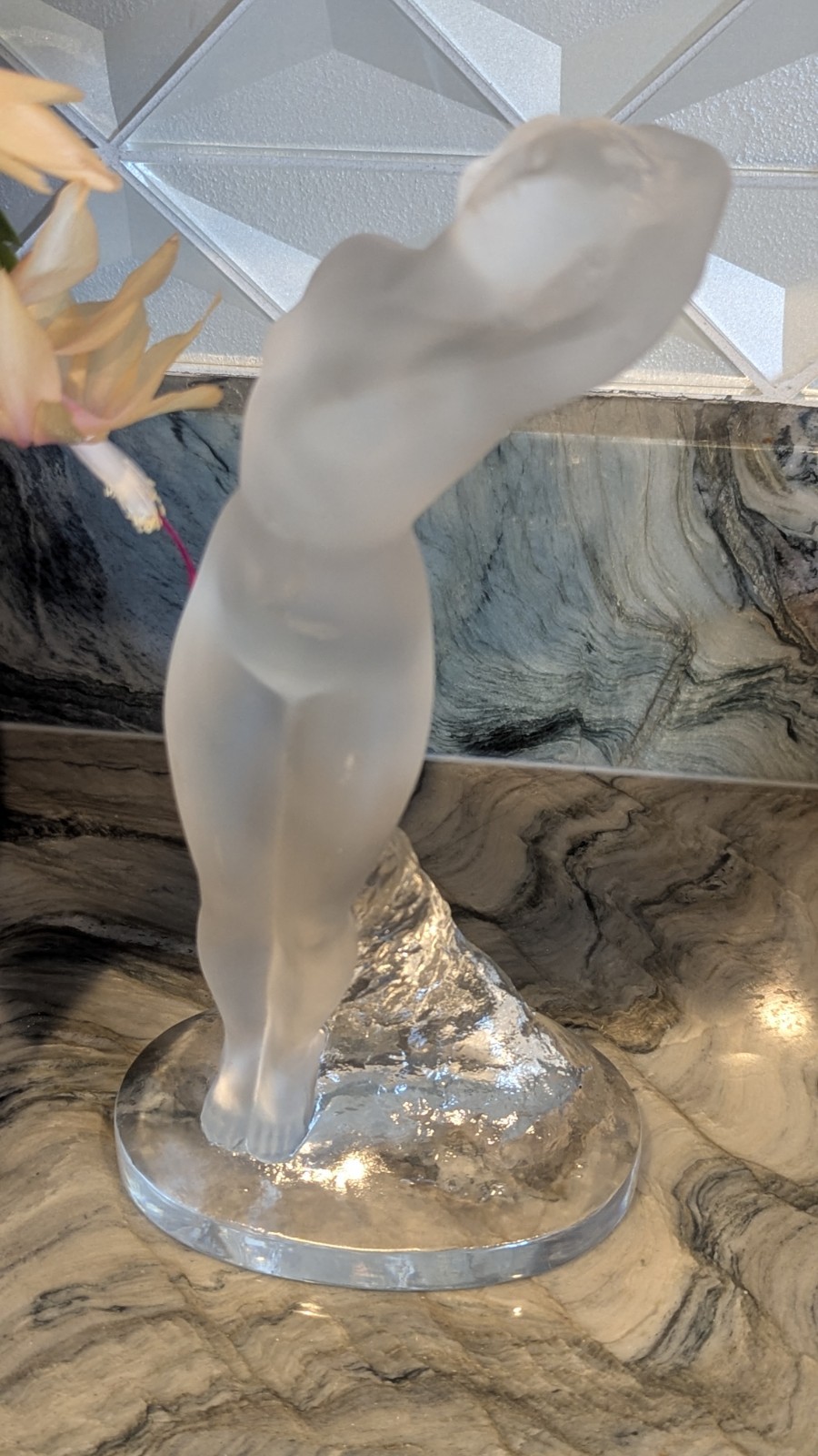 Lalique France “Tête Penchée” Frosted Crystal Nude Figure – 10″ Art Deco Sculptu