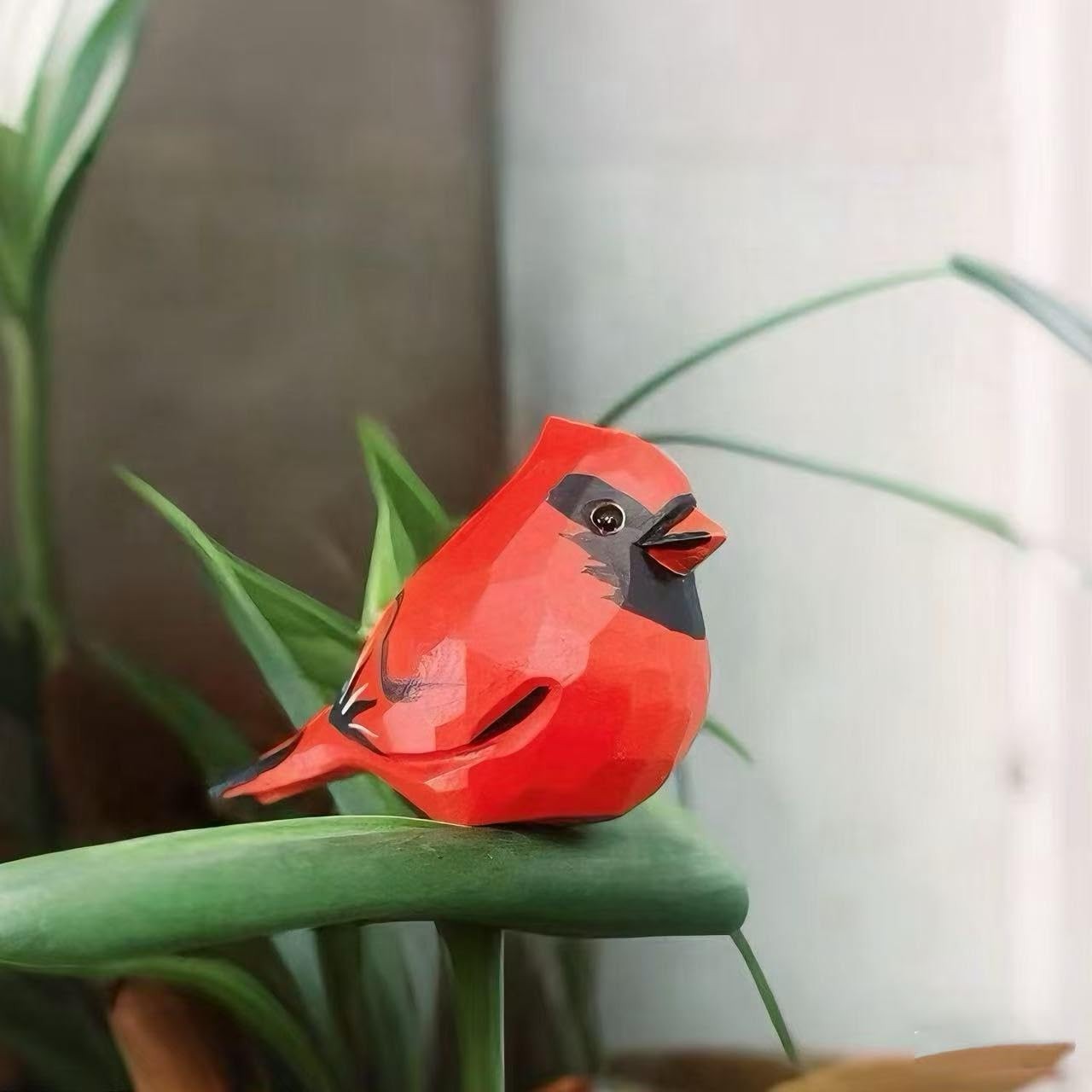 Hand-Carved Wooden Northern Cardinal Figurine, Red Bird Memorial Gift, Sympat