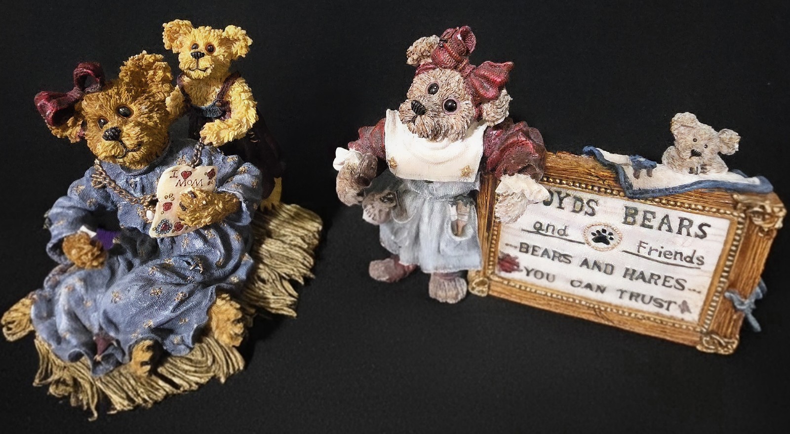 Boyds Bears And Friends Bearstone Collection Lot Of 2 Vintage Figurines