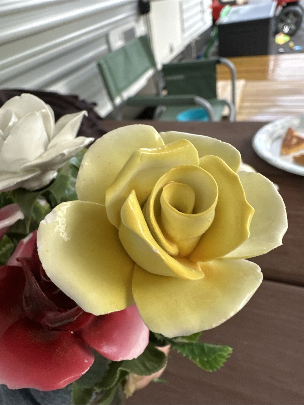 9- Bone China Made In England Flowers with Green Plastic Stems