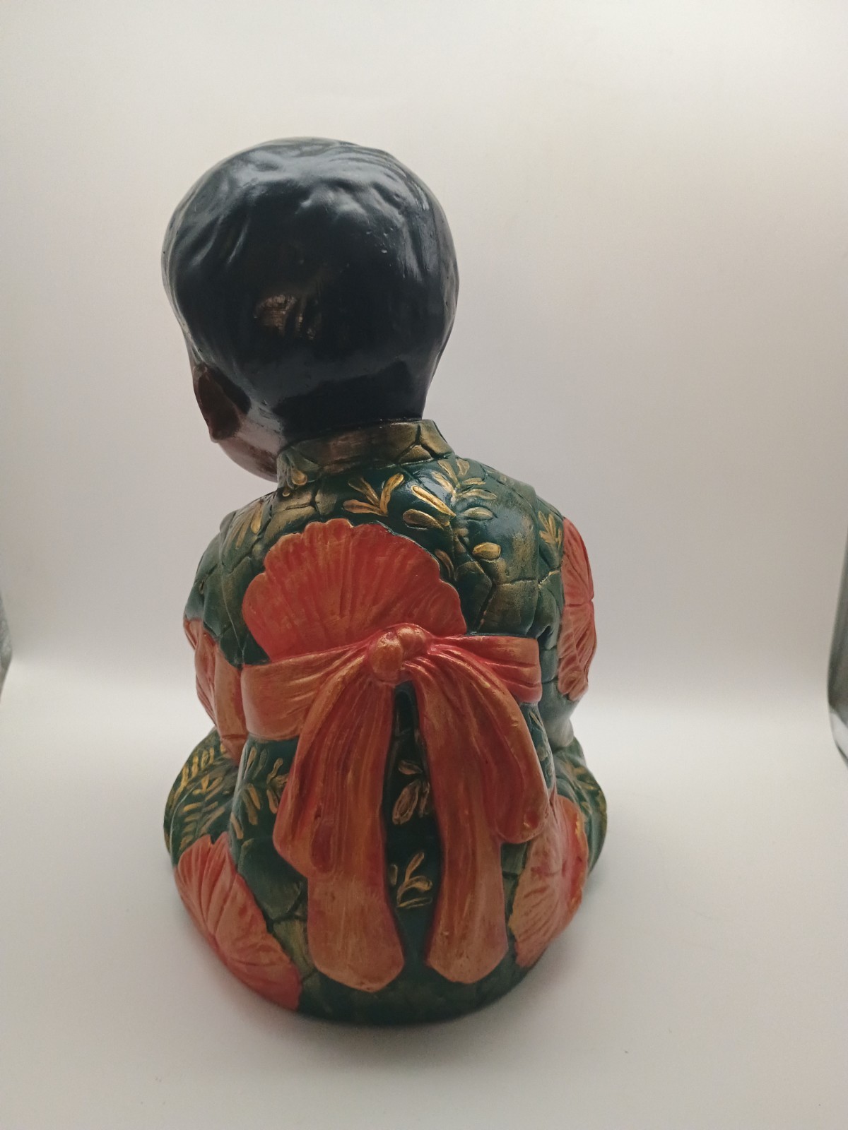 Large Vintage Asian Boy Sitting Chalkware Esther Hunt style Early 20th Century