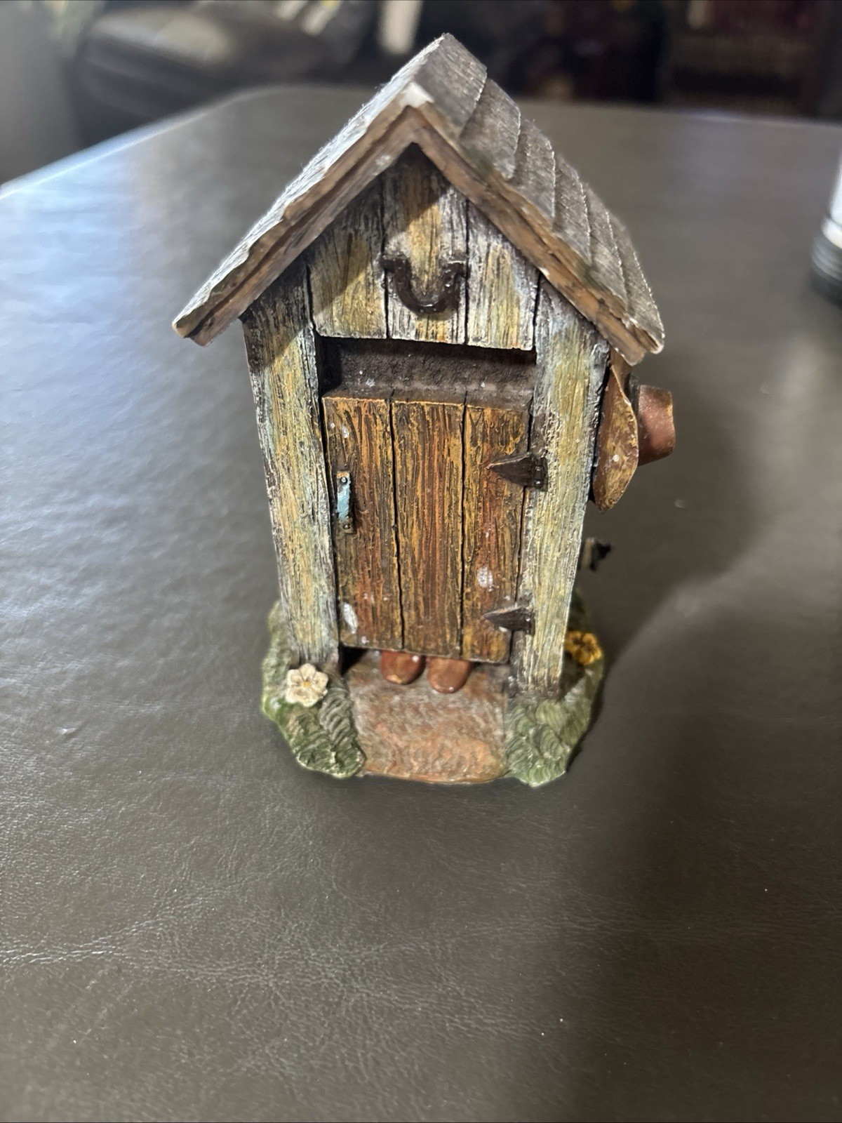 RESIN Outhouse Toilet Humor Figurine Painted Multi Colored CUTE 5” Tall
