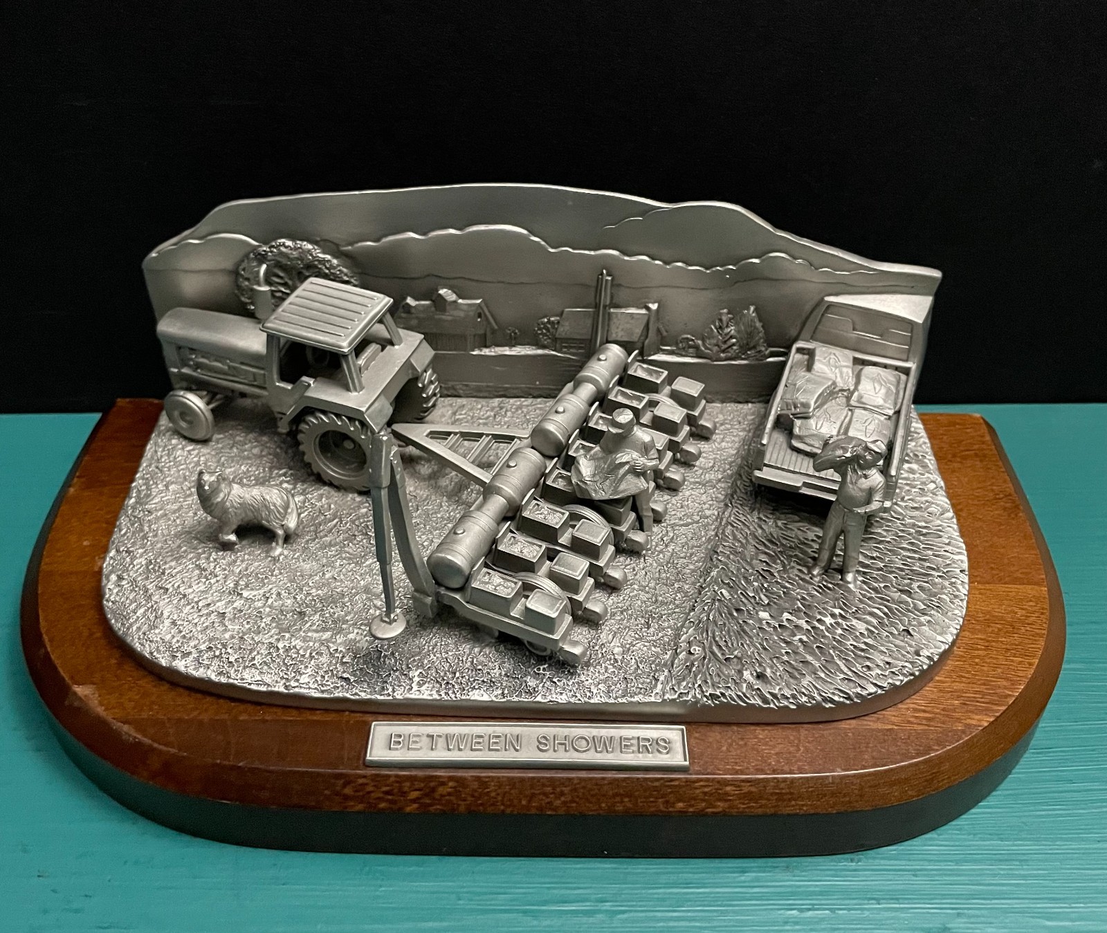 Pewter Farm Tractor Planter Implement Corn Seed Crops FFA Agriculture Art Statue