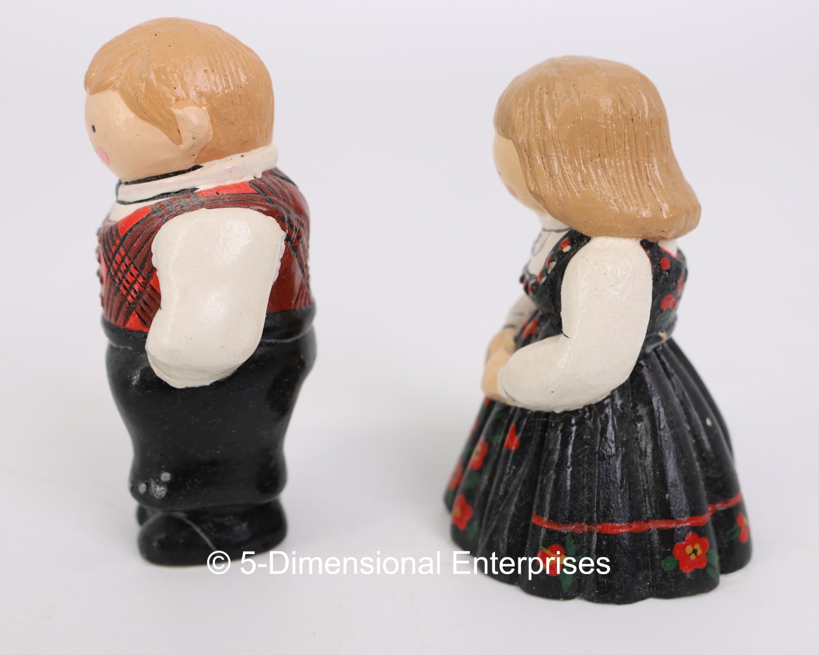 Norwegian Folk Art Man and Woman 3″ Tall Figures – Kari Trestakk Norway