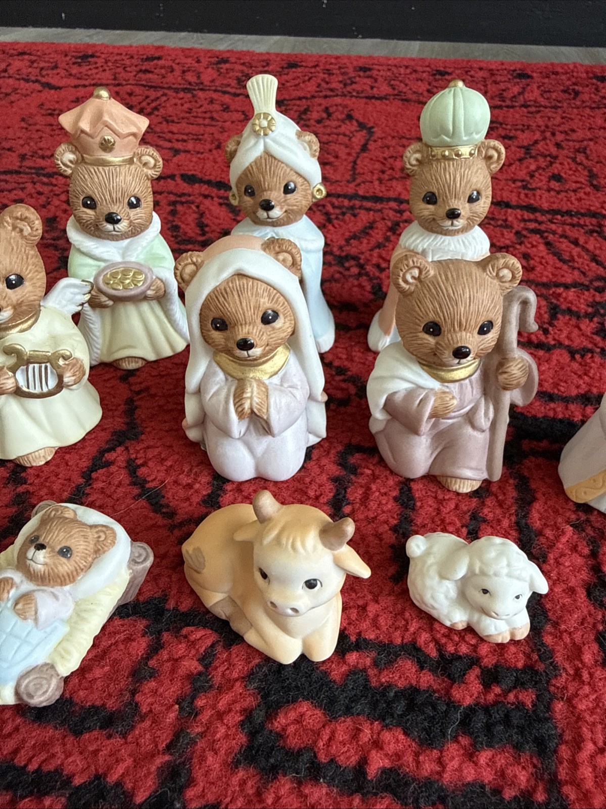 Vintage Homco Bears Nativity Set Complete Set Of 11 #5412 Made In Sri Lanka