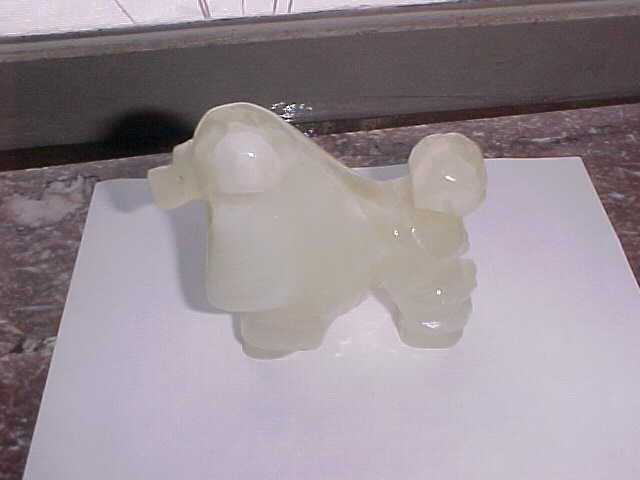 MARBLE ONYX STONE 4″ STANDARD POODLE DOG HAND-CARVED FIGURINE STATUE MARBLE ROCK