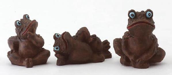 Set of 3 Humorous Miniature Mini Frogs Toads Small Petite Stocking Stuffers