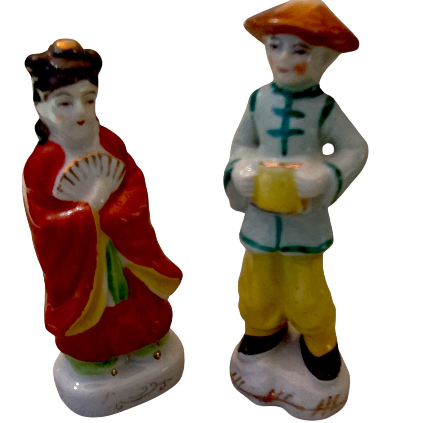 Vintage – Japanese Geisha Girl & Man Figurines – Set of 2
