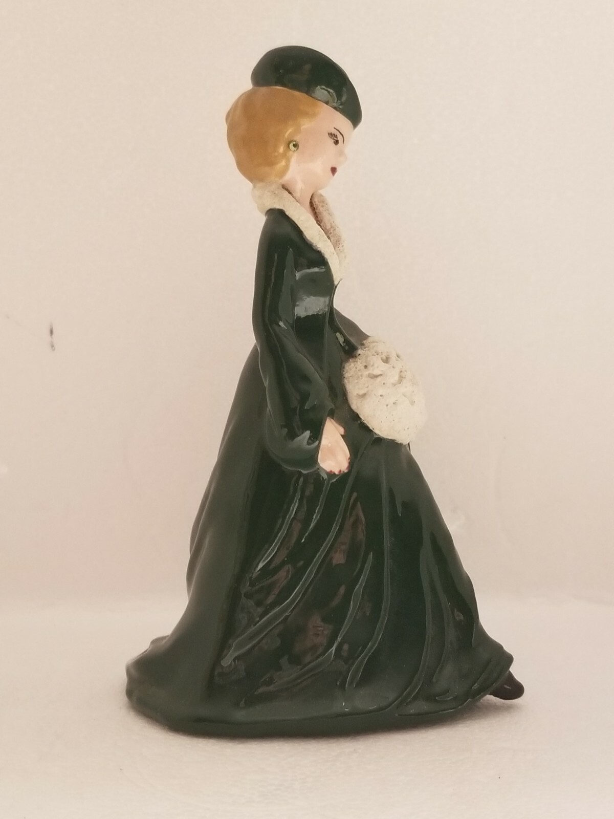 Vintage Elegance Porcelain Winter Lady Figurine Necklace & Earrings Rhinestones
