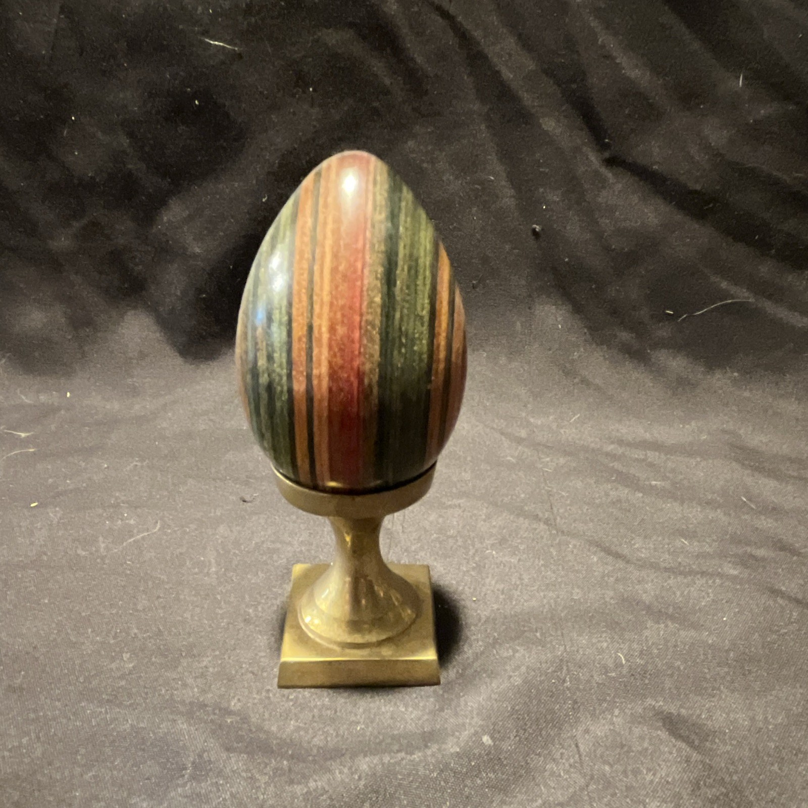 3pc Collector Egg Figurines w/ Stands Painted Wood/Glass/Metal Floral Easter