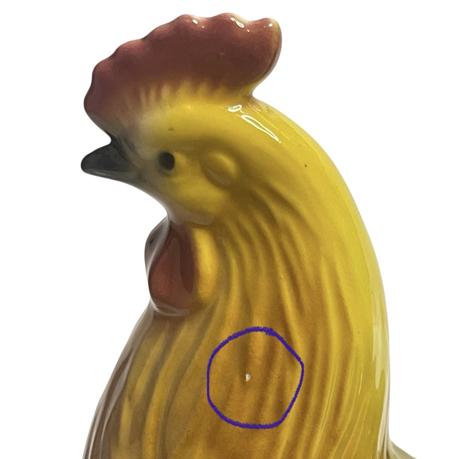 Vintage Rooster Ceramic Figurine Glossy Glazed Farmhouse Farm Country Rustic