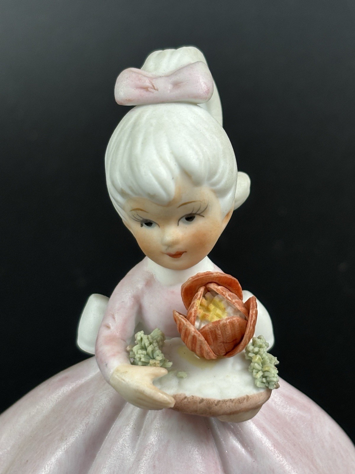 Vintage 1950’s Napco Birthday Girl Holding Flowers Figurine Japan