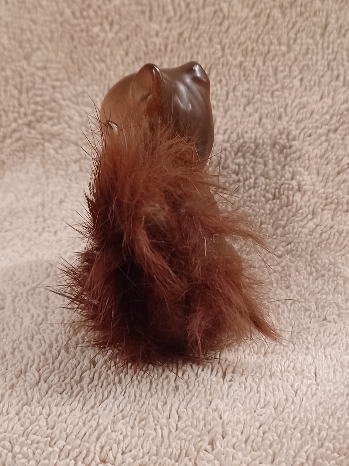 Vintage Enesco Ceramic Brown Sitting Squirrel Figurine with Bushy Furry Tail