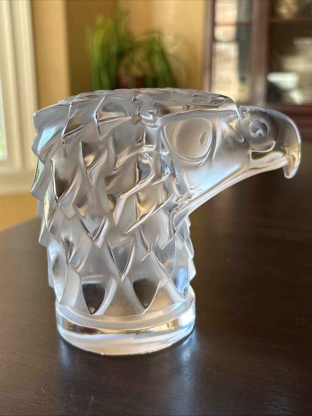 Lalique Eagle Head Hood Ornament Tête D’Aigle Figurine Paperweight Glass Crystal