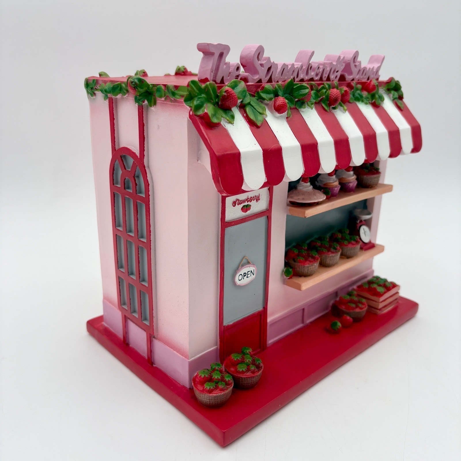 The Strawberry Stand Figurine Red Pink Decorative Display Sweet Cute Decor