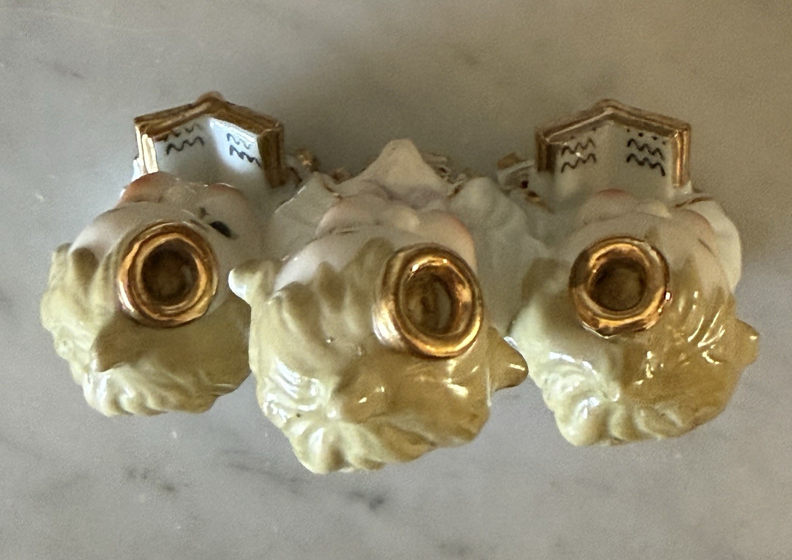 Vintage Hand-Painted Ajax Gold Star Sugar Base Angel Choir Figurines