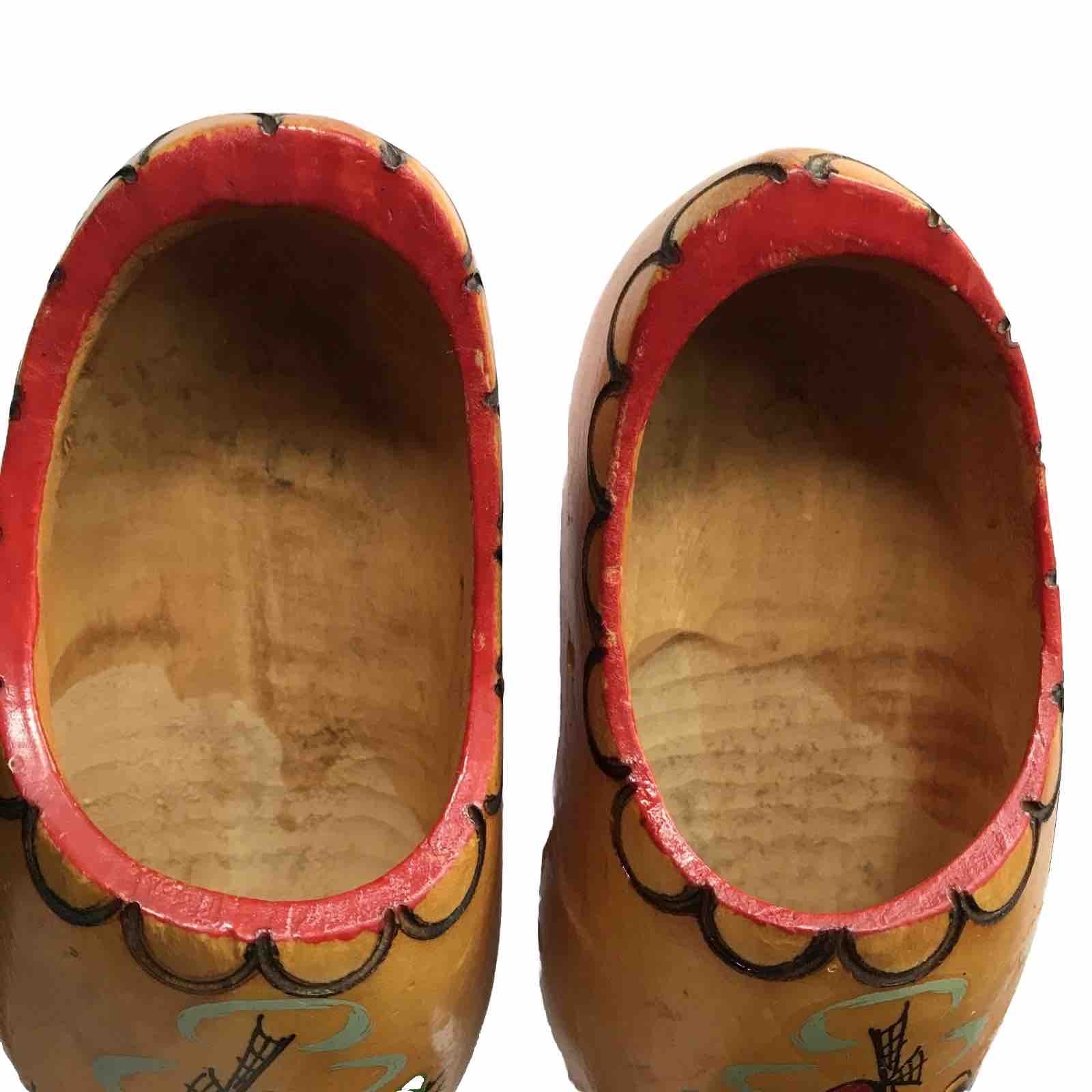 Pair Hand Painted Dutch Holland Wooden Clogs Shoes Souvenir Footwear Child Size