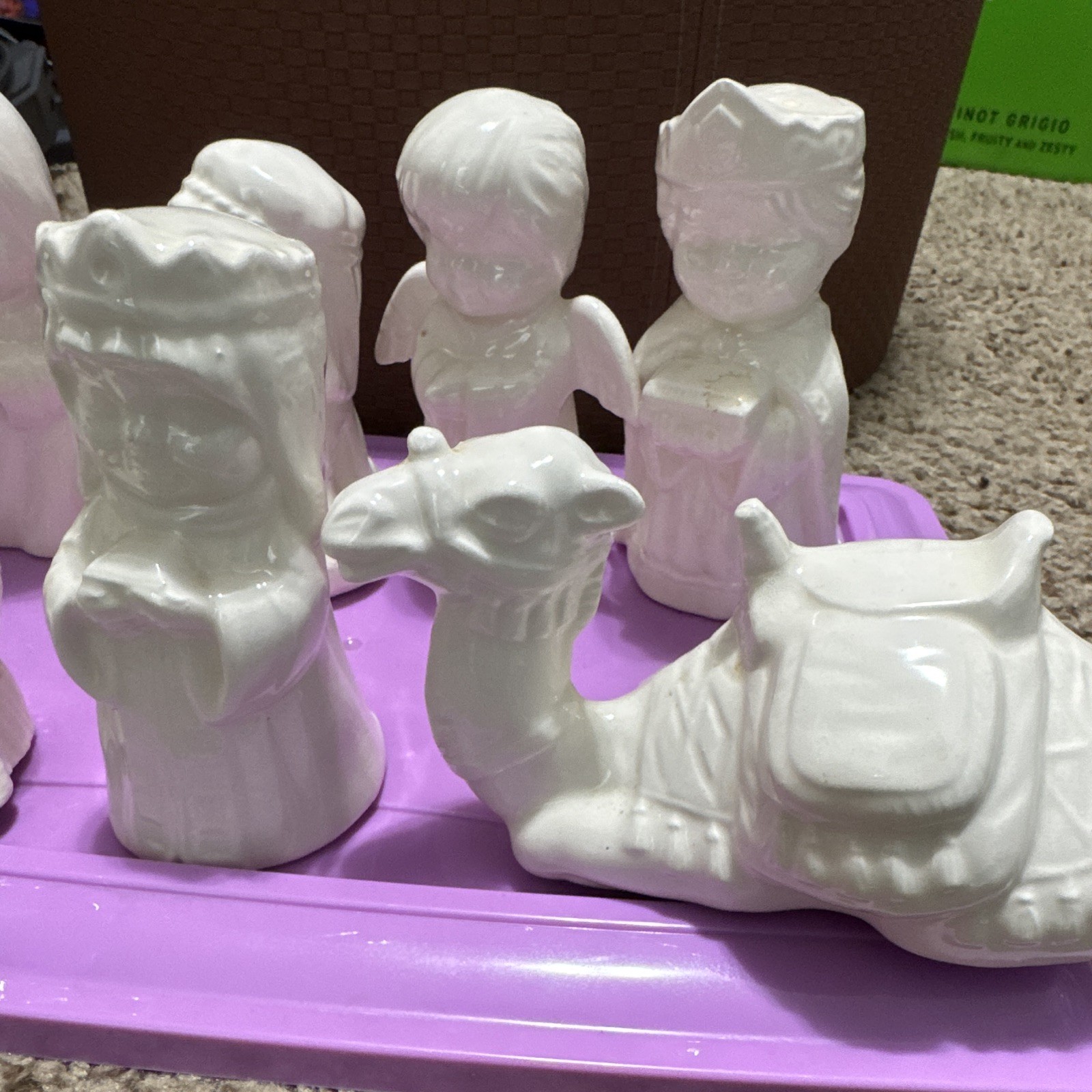 Ceramic Nativity Set w/ Camel Mary Joseph Angels
