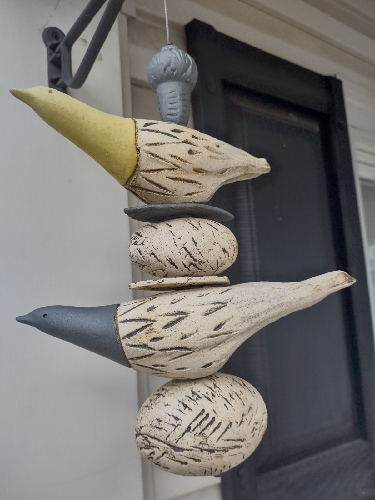 Stephen Fabrico Studio Pottery Bird And Egg Nests Porch Hanging Decor Yard Art