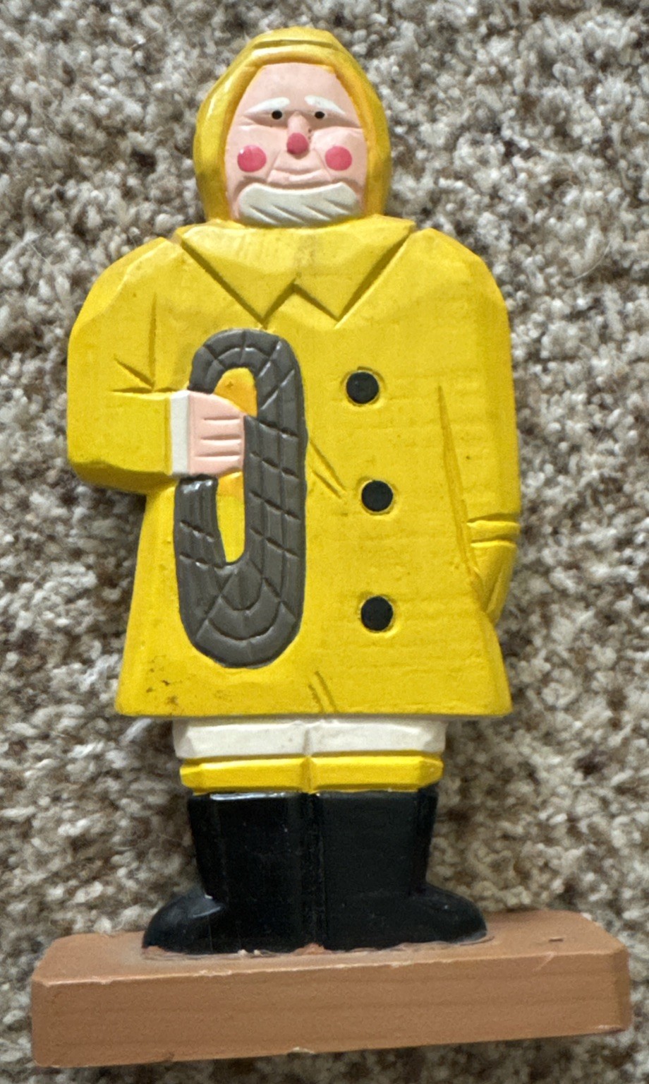 Vintage Nautical Hand Carved Wood Figure Sailor Fisherman Size 7” Tall