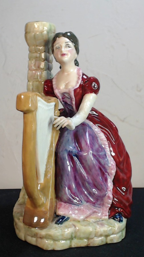 Royal Doulton Lady w/ Harp by Chimney RARE NOT PRODUCED FOR SALE Never Released