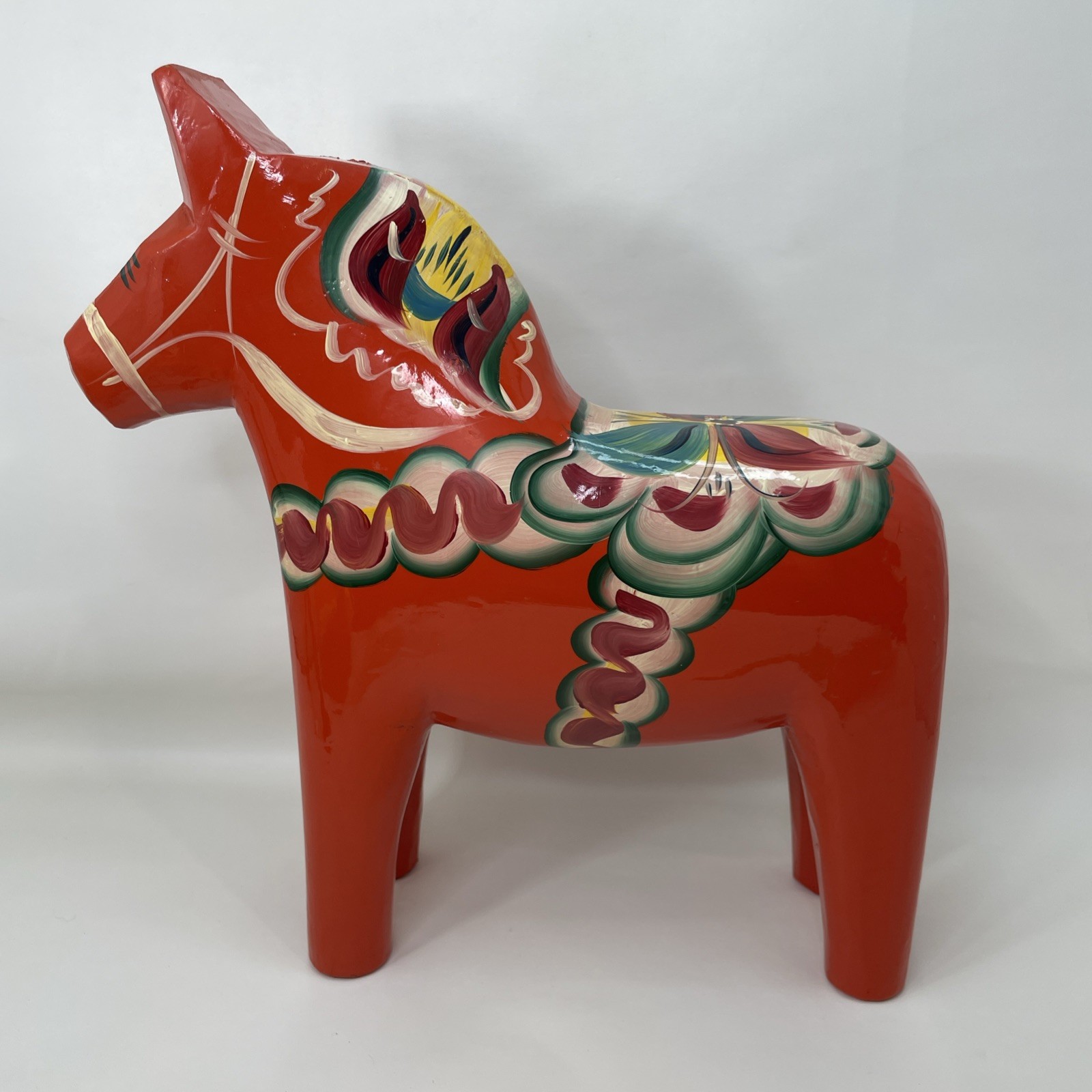 12.5” Dala Horse Atka Hemslojd Sweden Wooden Figurine Red-Orange Large