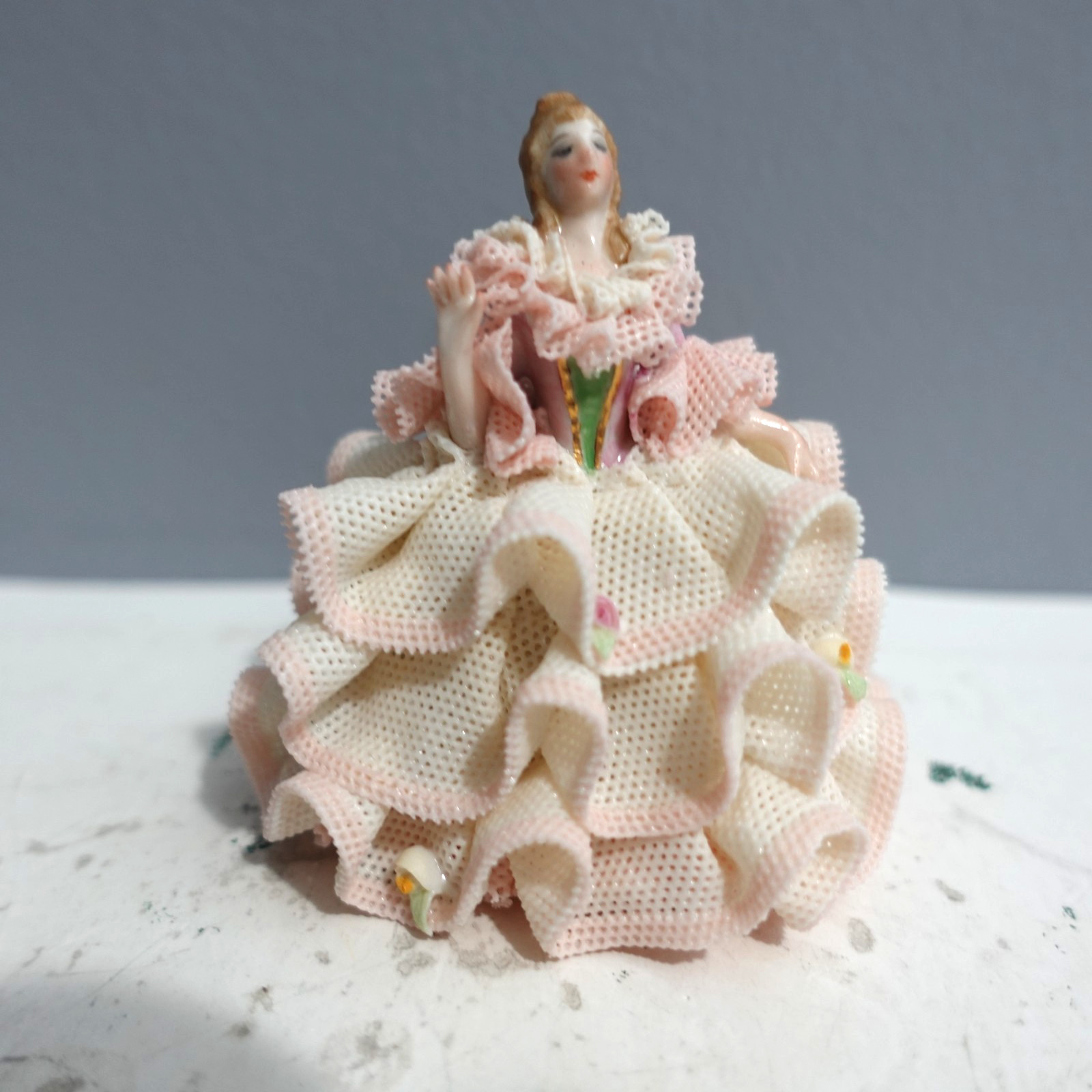 Vintage MZ Irish Dresden 3″ Lace Figurine “Rosa”