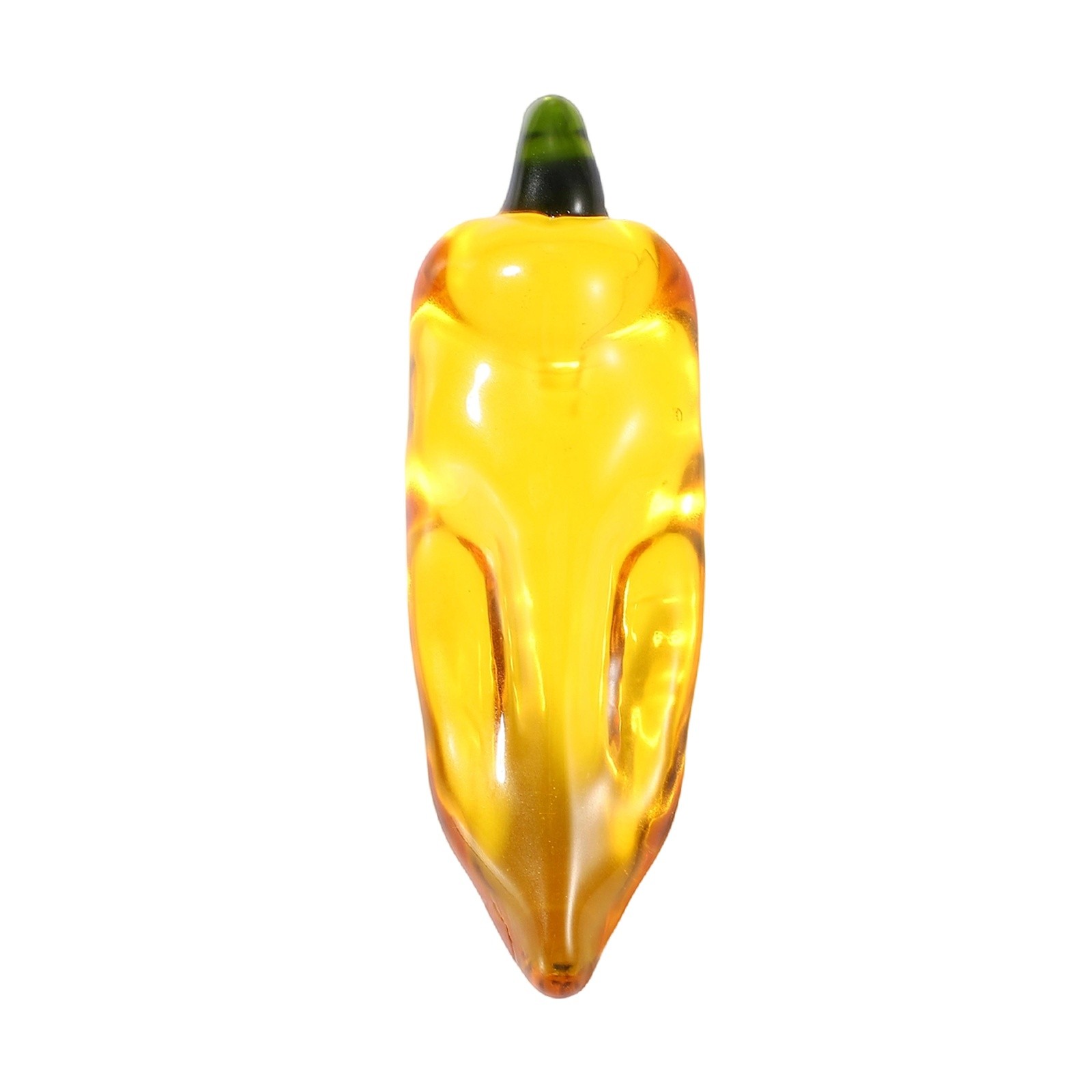 Glass Chili Crystal Handmade Blown 3.66 Inch Glass Decoration Ornament Yellow