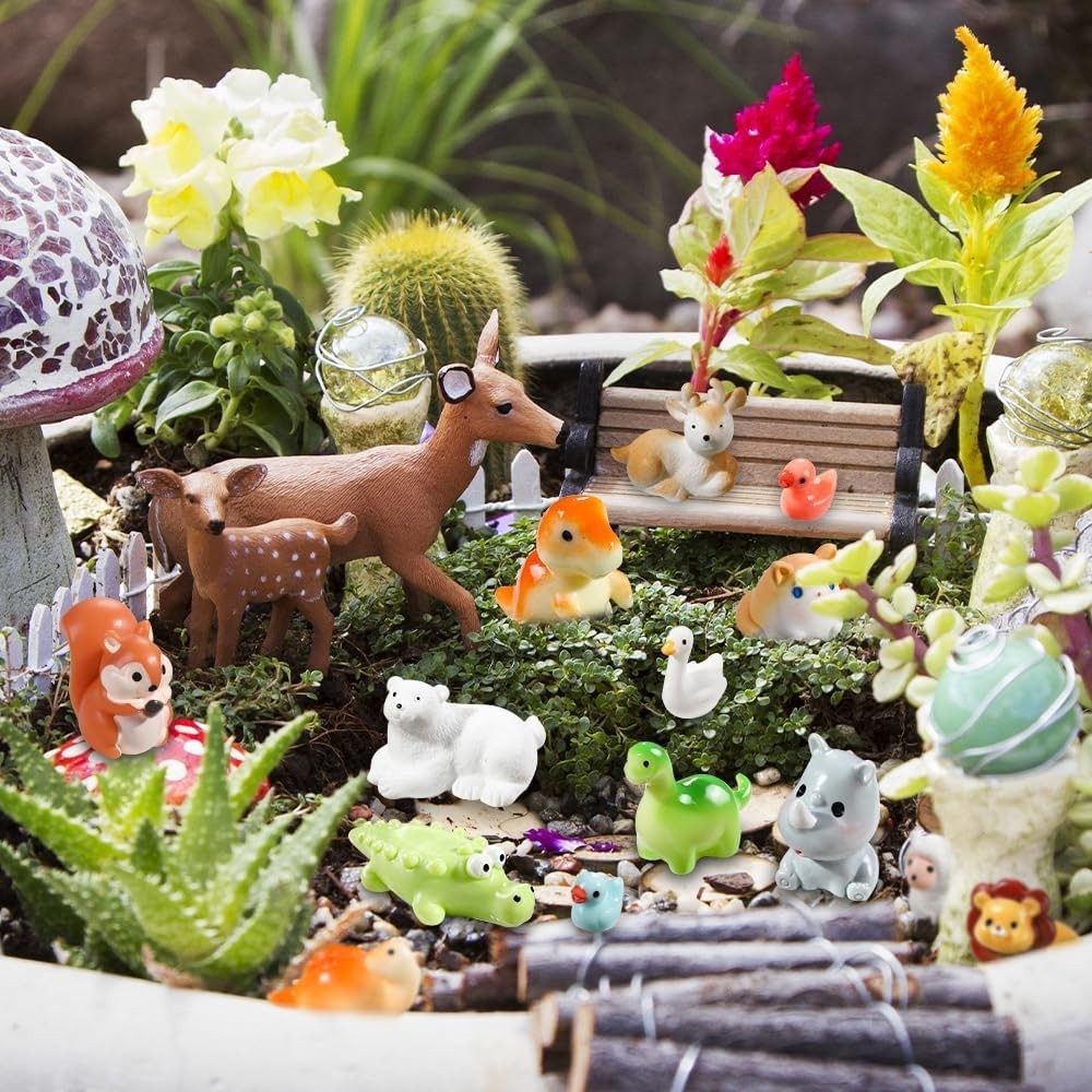 Durable Mini Resin Farm Animals – 40pcs for Fairy Gardens and Mini Landscapes