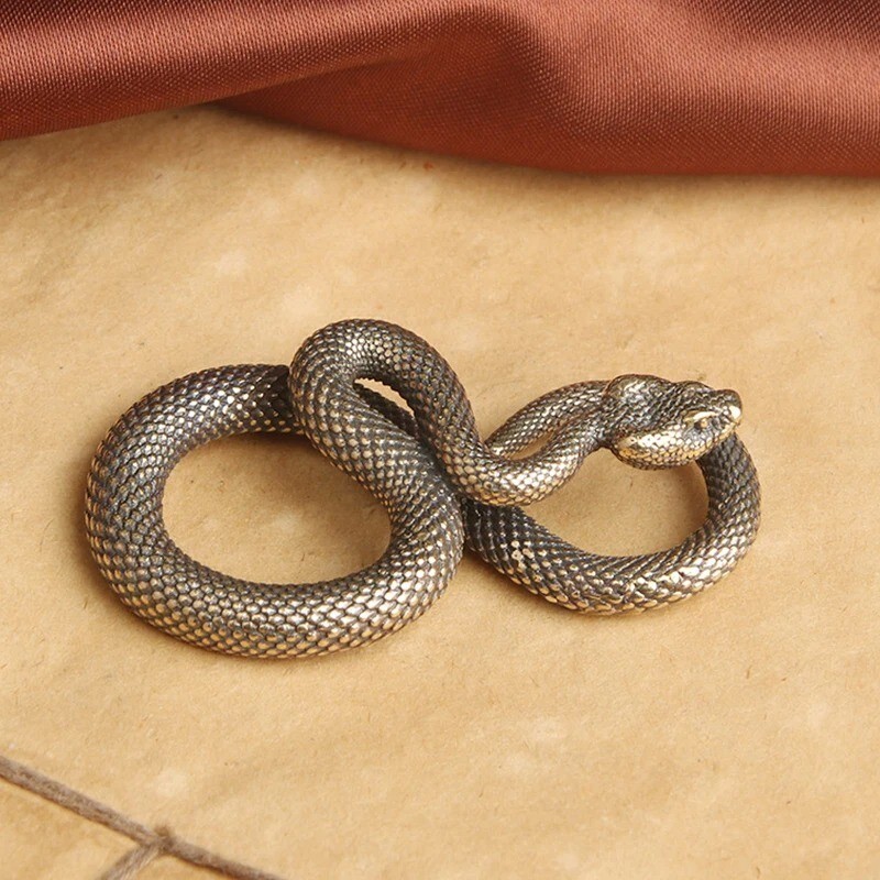 Brass Snake Figurine Statue Home Office Table Decoration Animal Figurines Toys