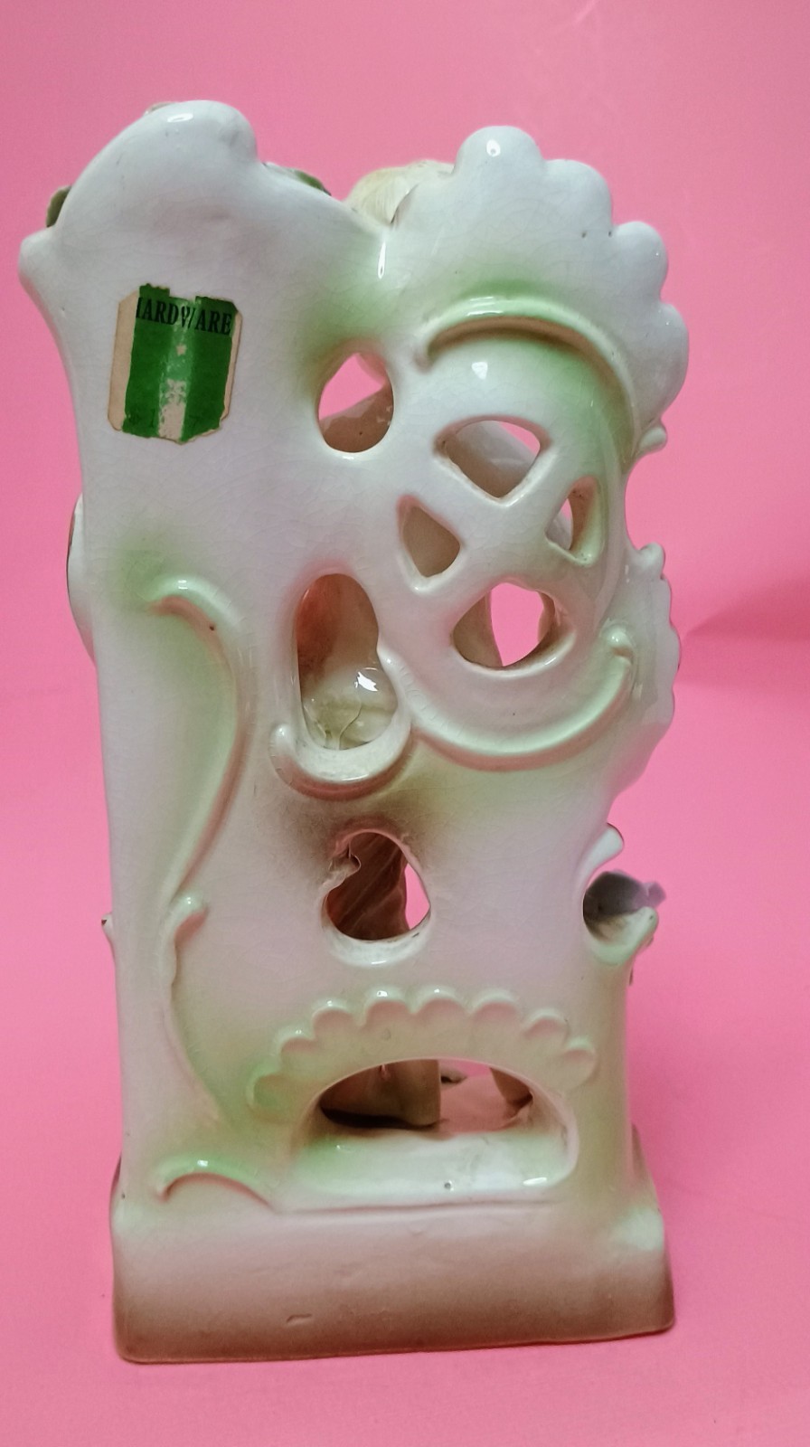 Vintage Bisque Cherub Putti Figurine Vase Hand Painted Porcelain Japan
