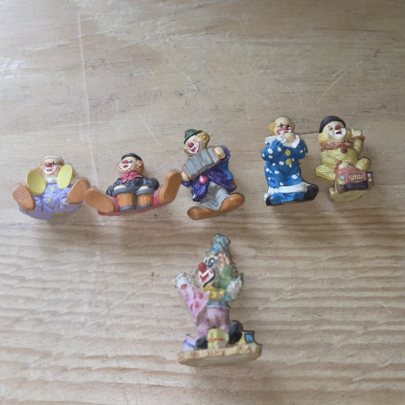 Vtg Circus Clowns Lot Of 6. 1-2 Inches Tall