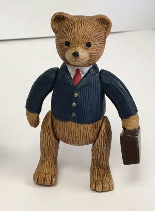 Teddy Bear Ceramic Jointed Bear Business Man Mint Condition Russ Berrie 5”