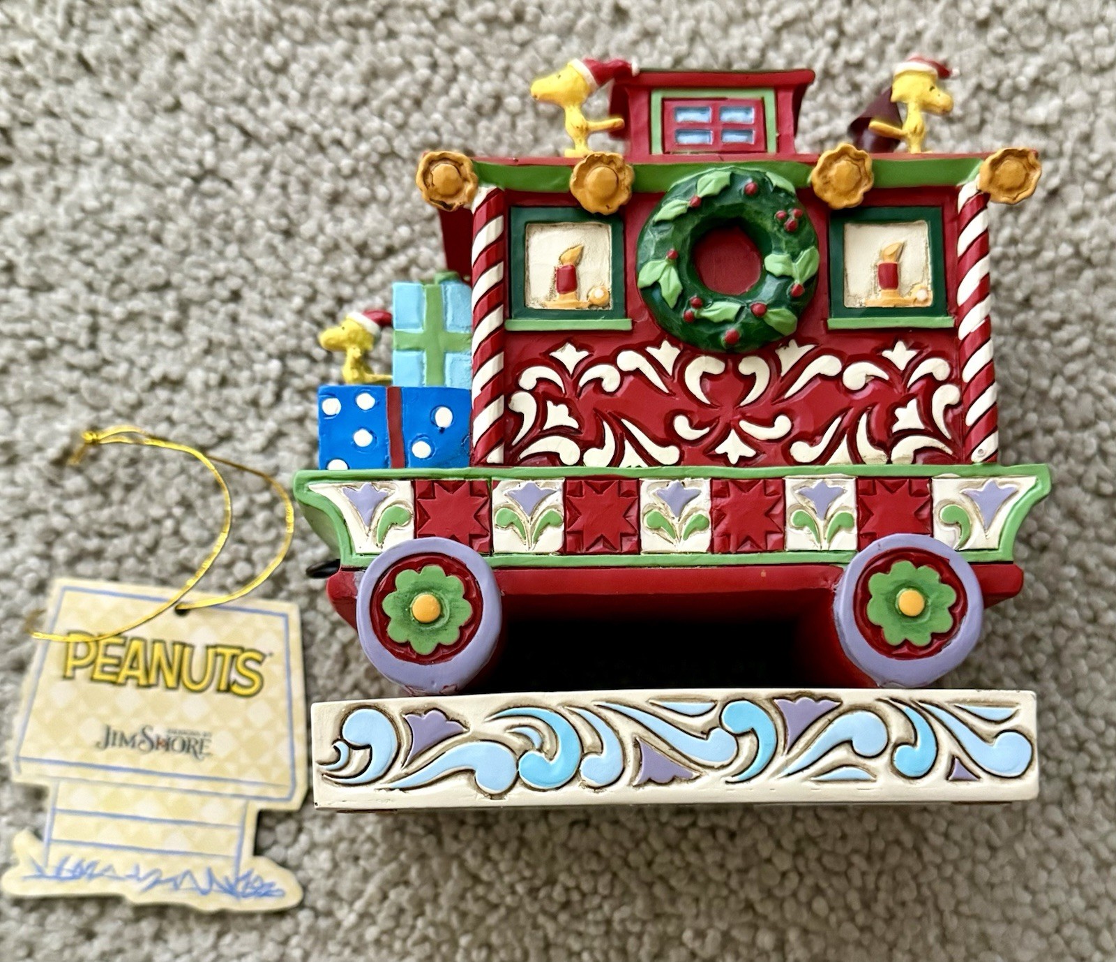 Jim Shore Peanuts Woodstock’s Christmas Caboose In Box With Tag