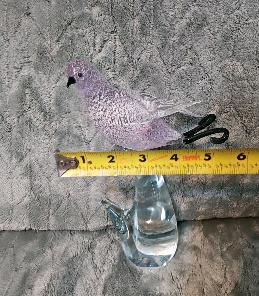 Vintage Hand-blown Formia Vetri di Murano Glass Bird Lavender Silver Coloration