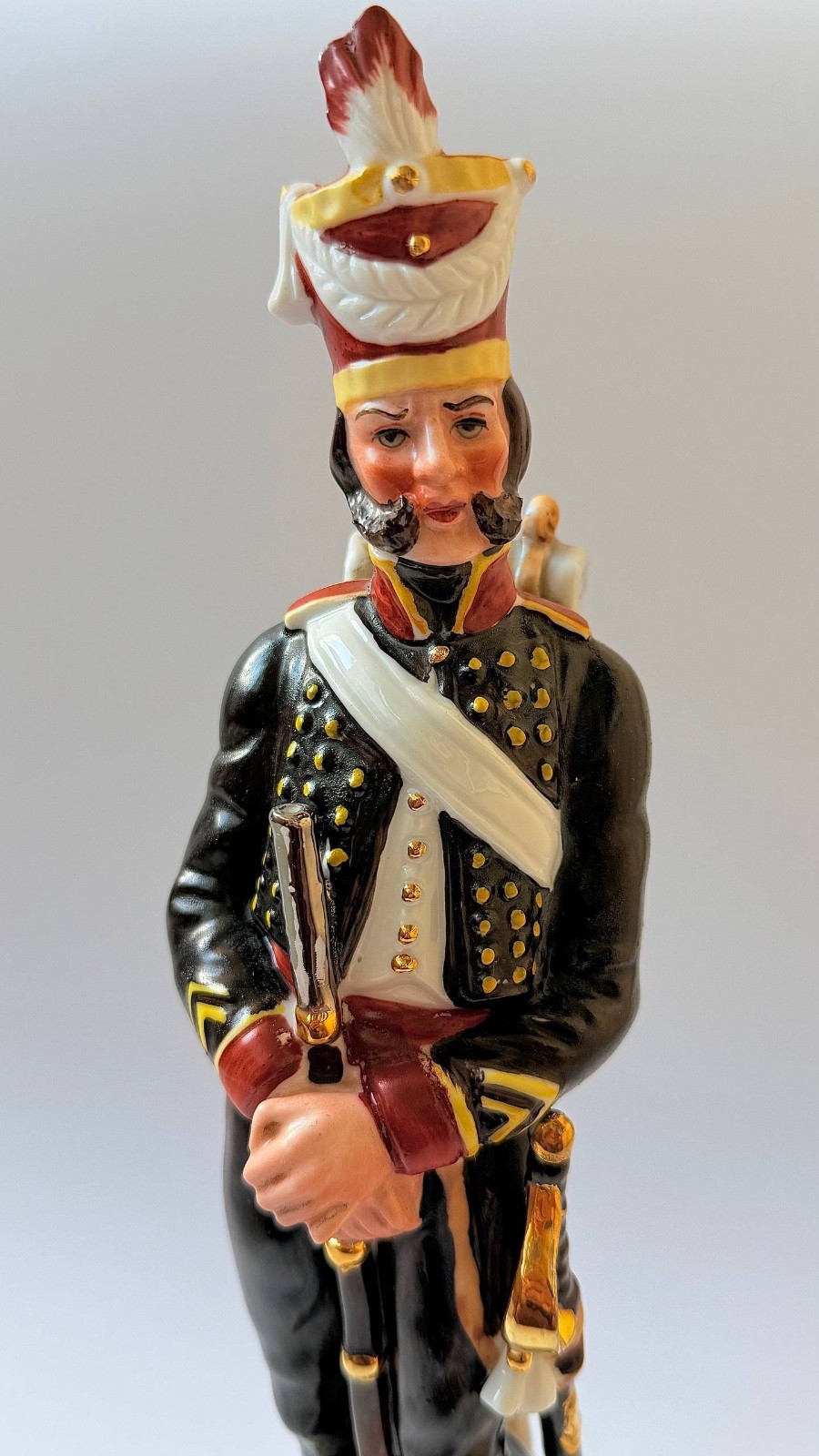 Vintage 12.6 Capodimonte Porcelain French Napoleonic Grenadier Soldier Statue