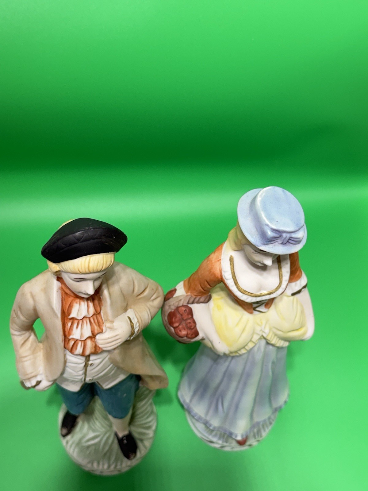 Flambro Colonial Couple Porcelain Figurines Set Taiwan Vintage Man Woman Decor