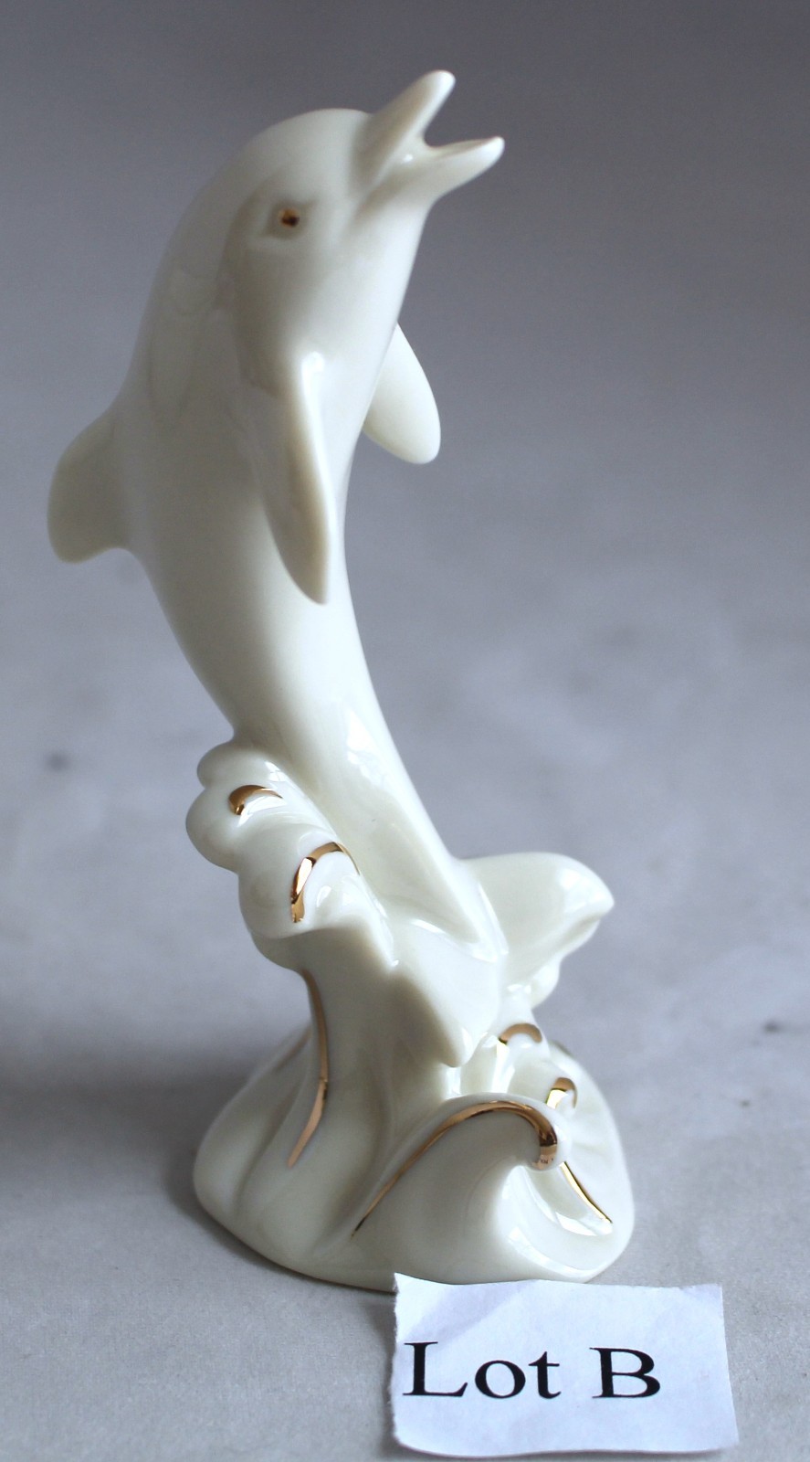 Lenox Leaping Dolphin Figurine Ivory Porcelain 24K Gold Accents 4″ Excellent