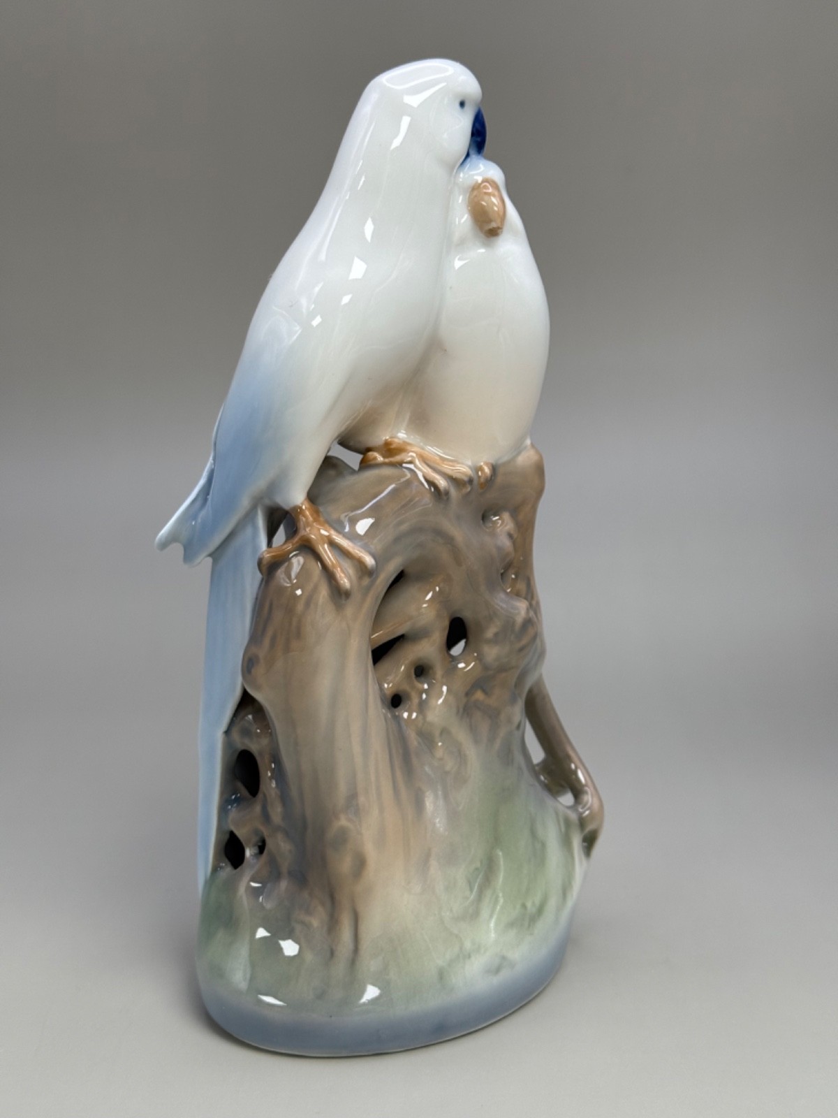 Vintage Royal Copenhagen Love Birds Soft Blue’s and Greens 7 1/2 ” Beautiful