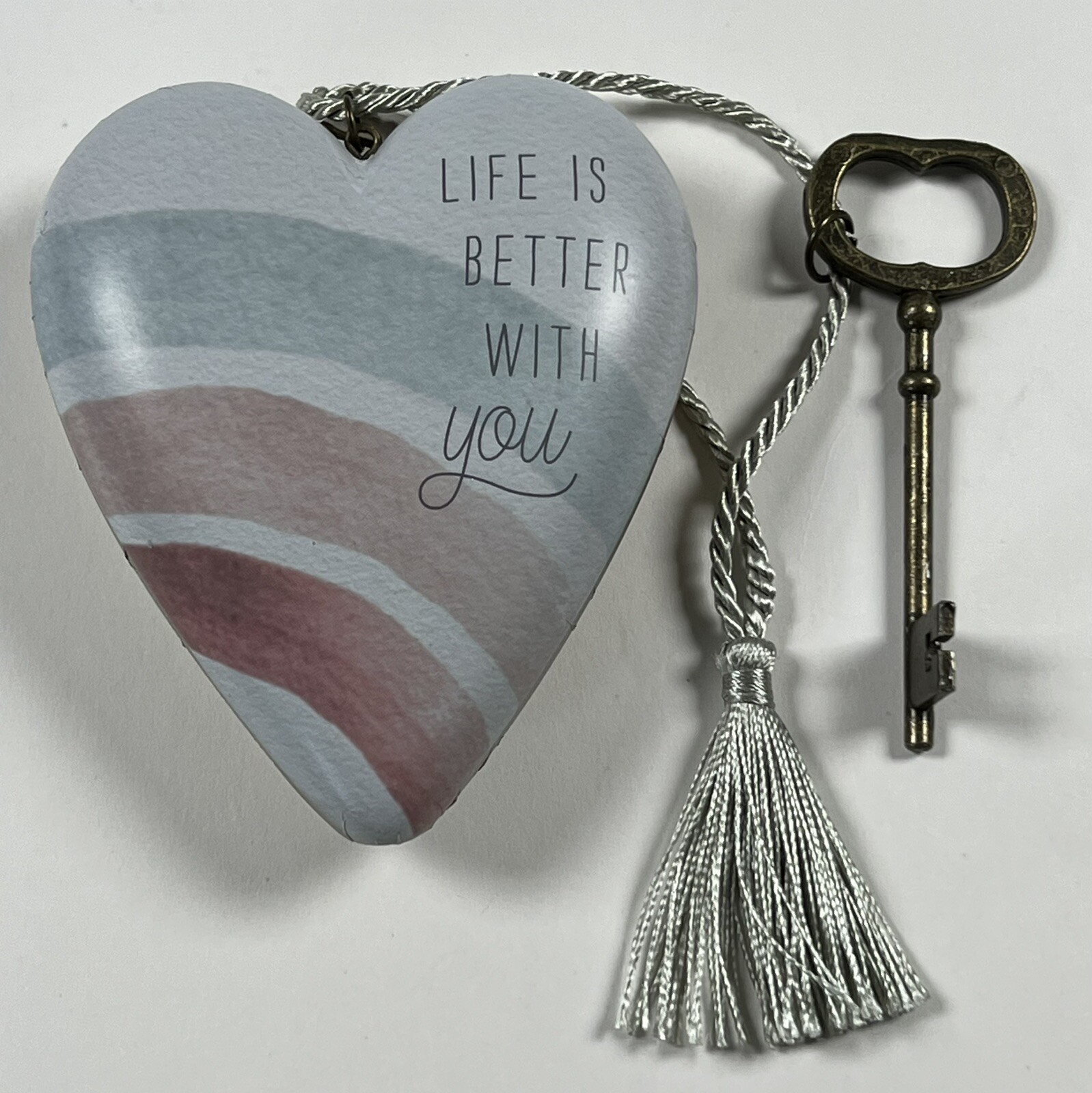 Demdaco Art Hearts Life is Better with You Key Tassel Rainbow